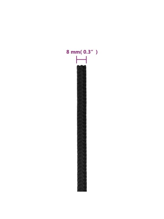 Lodní lano celočerné 8 mm 100 m polypropylen