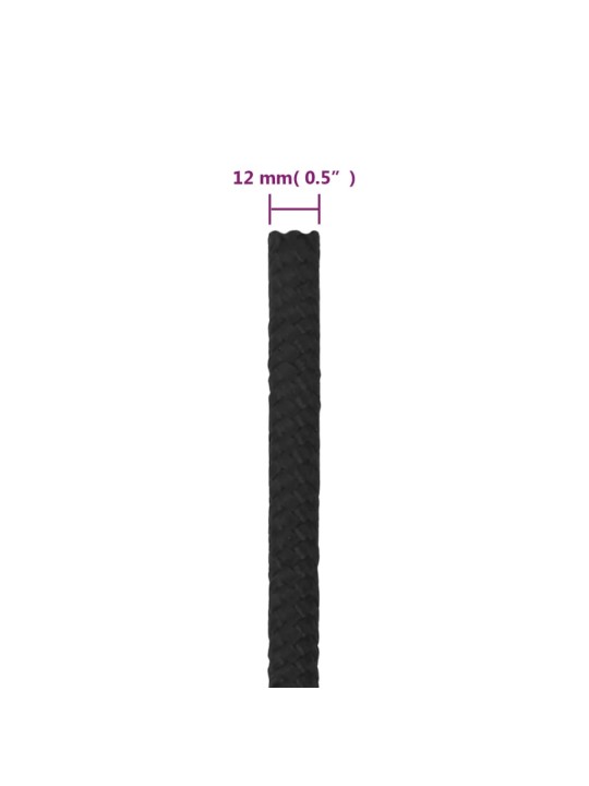 Lodní lano celočerné 12 mm 25 m polypropylen