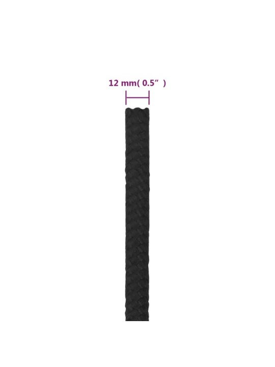 Lodní lano celočerné 12 mm 50 m polypropylen