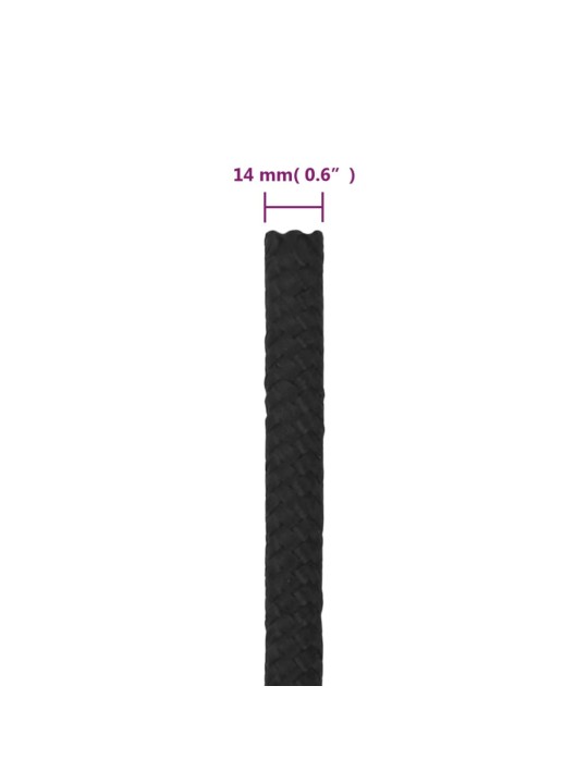 Lodní lano celočerné 14 mm 25 m polypropylen