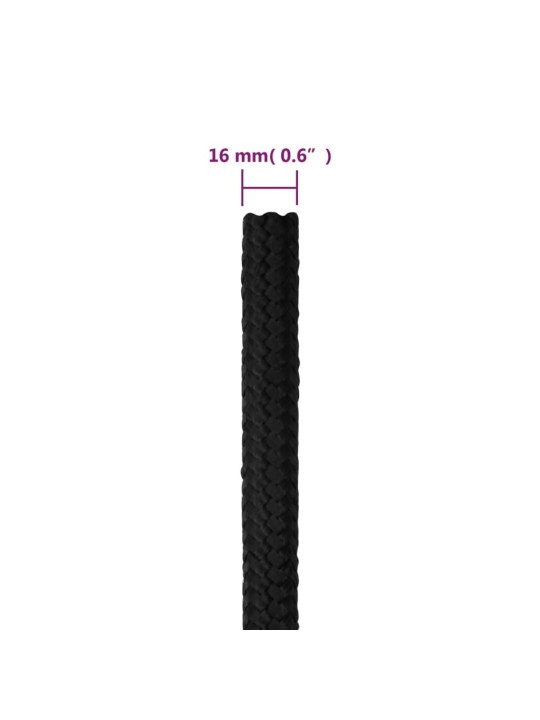 Lodní lano celočerné 16 mm 100 m polypropylen