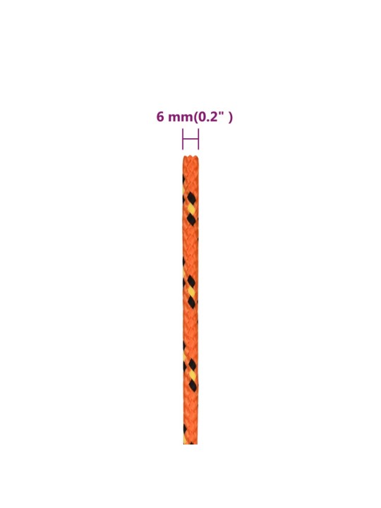 Lodní lano oranžové 6 mm 500 m polypropylen