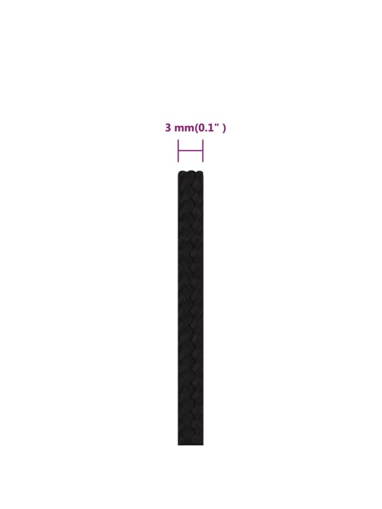 Pracovní lano černé 3 mm 25 m polyester