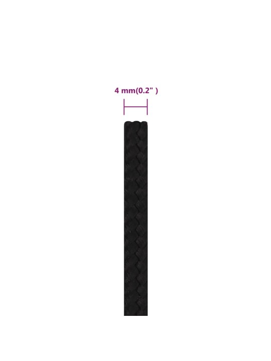 Pracovní lano černé 4 mm 50 m polyester