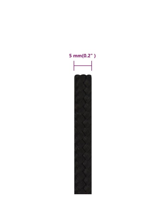 Pracovní lano černé 5 mm 50 m polyester