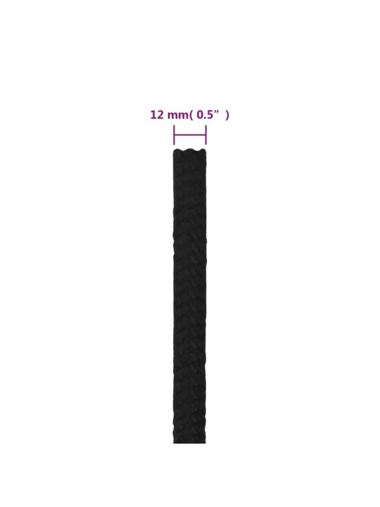 Pracovní lano černé 12 mm 25 m polyester