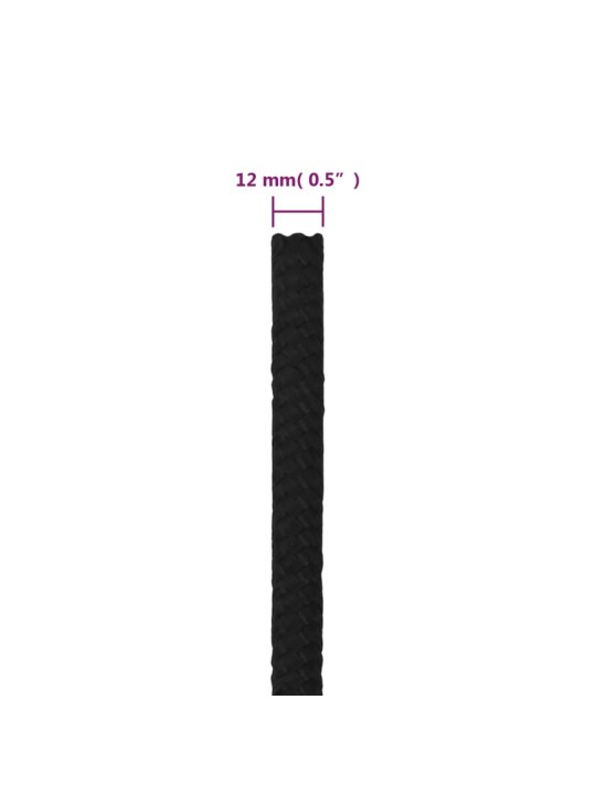 Pracovní lano černé 12 mm 50 m polyester