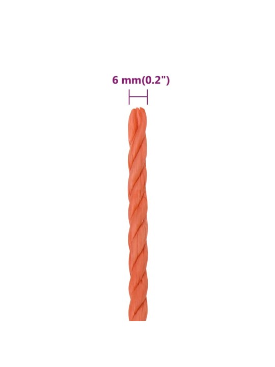 Pracovní lano oranžové 6 mm 250 m polypropylen