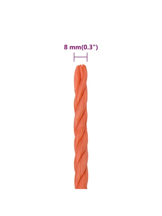 Pracovní lano oranžové 8 mm 50 m polypropylen