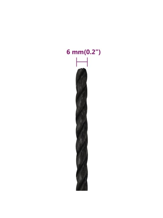 Pracovní lano černé 6 mm 250 m polypropylen
