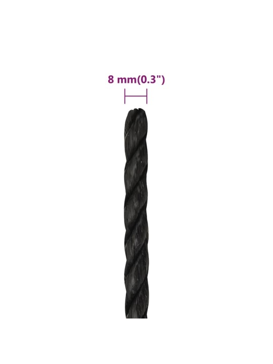 Pracovní lano černé 8 mm 25 m polypropylen