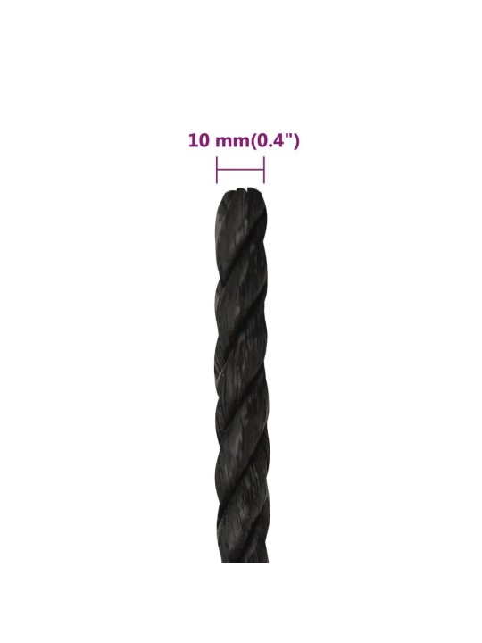 Pracovní lano černé 10 mm 250 m polypropylen