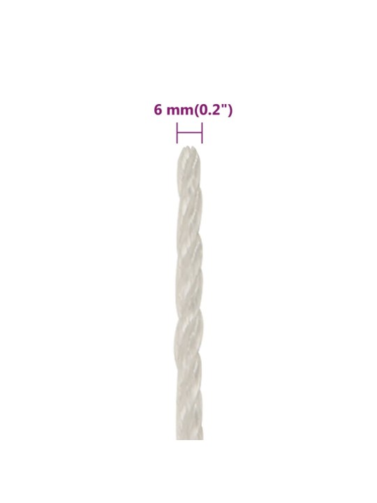 Pracovní lano bílé 6 mm 100 m polypropylen