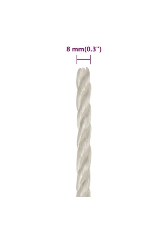 Pracovní lano bílá 8 mm 50 m polypropylen
