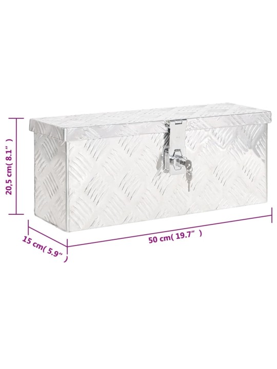 Úložný box stříbrný 50 x 15 x 20,5 cm hliník