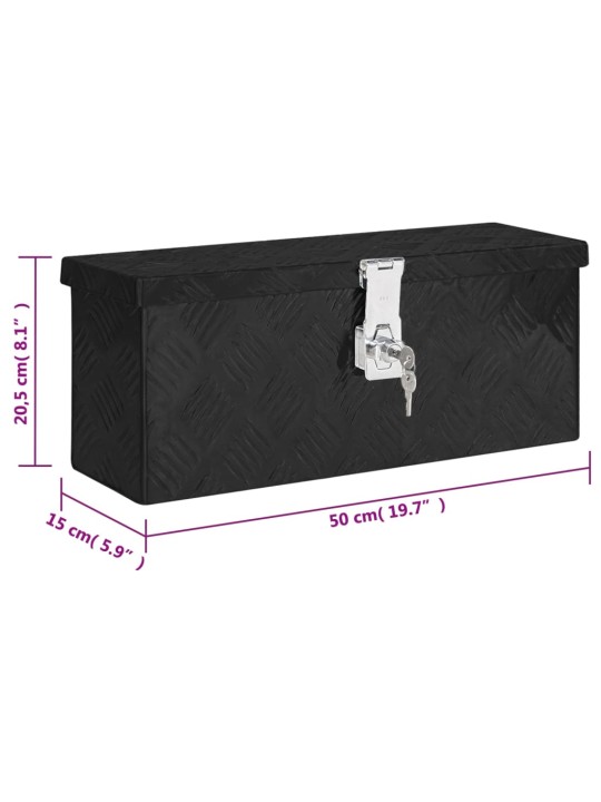 Úložný box černý 50 x 15 x 20,5 cm hliník