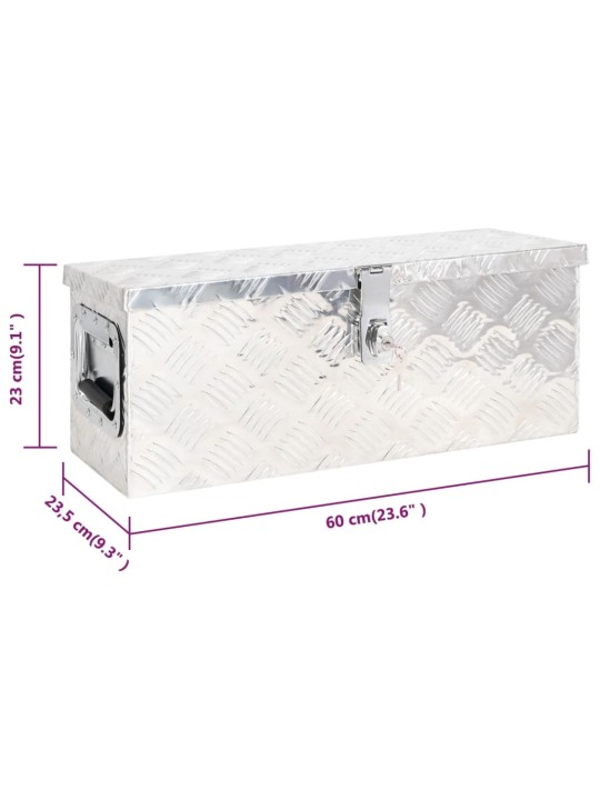 Úložný box stříbrný 60 x 23,5 x 23 cm hliník