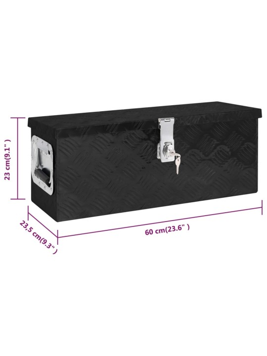 Úložný box černý 60 x 23,5 x 23 cm hliník