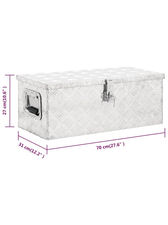 Úložný box stříbrný 70 x 31 x 27 cm hliník