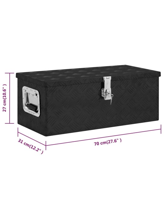 Úložný box černý 70 x 31 x 27 cm hliník