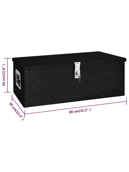 Úložný box černý 80 x 39 x 30 cm hliník