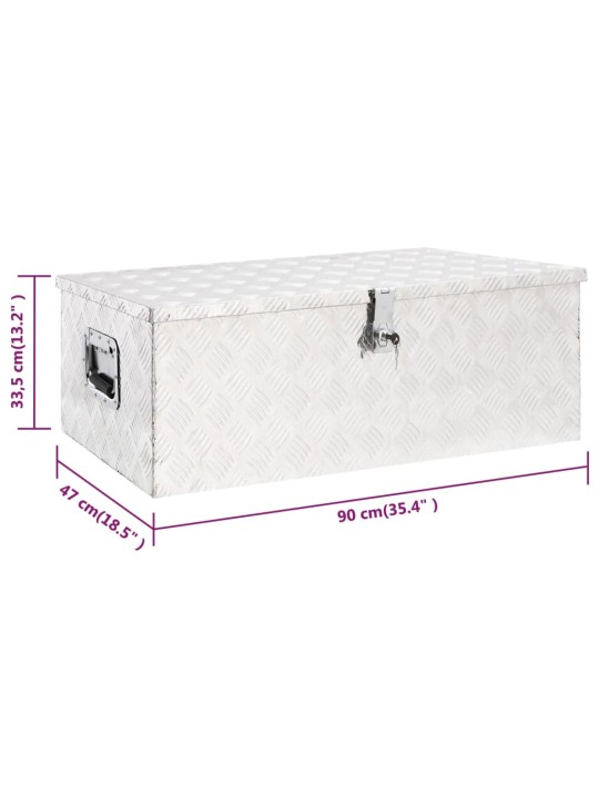Úložný box stříbrný 90 x 47 x 33,5 cm hliník
