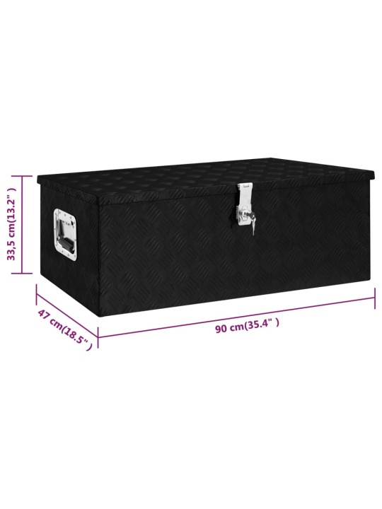 Úložný box černý 90 x 47 x 33,5 cm hliník