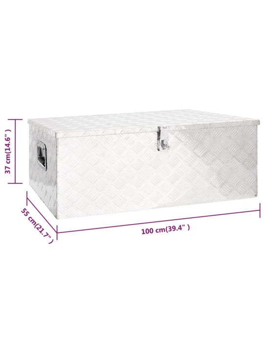 Úložný box stříbrný 100 x 55 x 37 cm hliník