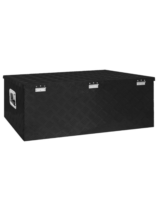 Úložný box černý 100 x 55 x 37 cm hliník