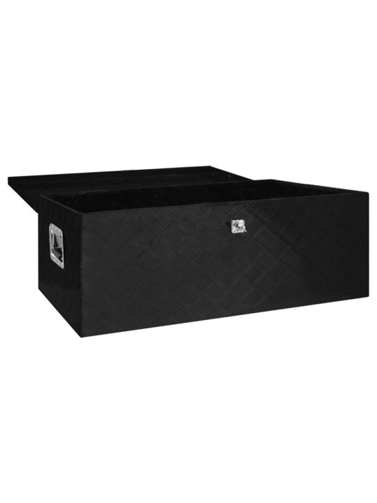 Úložný box černý 100 x 55 x 37 cm hliník