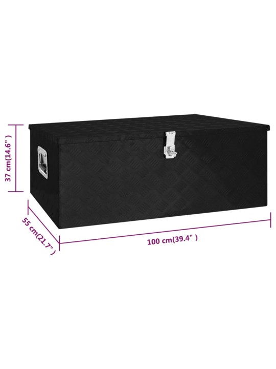 Úložný box černý 100 x 55 x 37 cm hliník