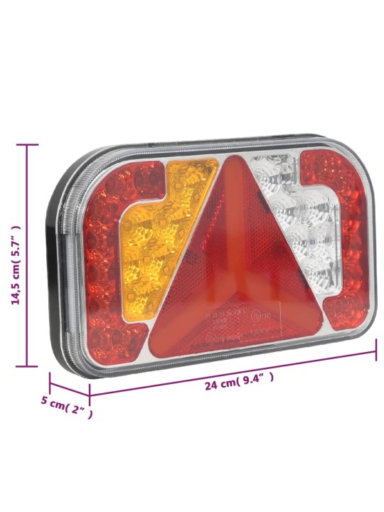 Světla na přívěs 2 ks červená 24 x 5 x 14,5 cm 12V LED žárovky