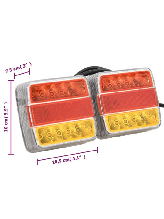 Světla na přívěs 2 ks červená 10,5x7,5x10 cm 12V LED žárovky