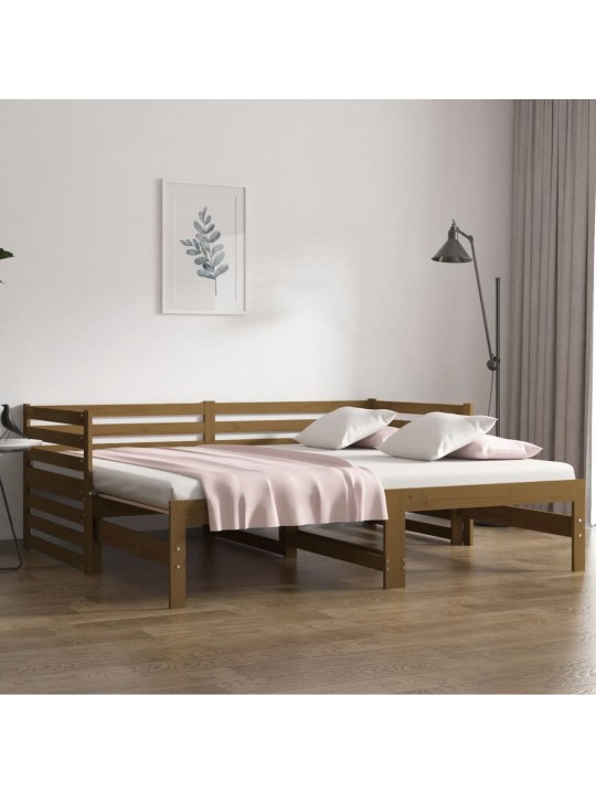 Výsuvná postel medově hnědá 2x (90 x 190 cm) masivní borovice