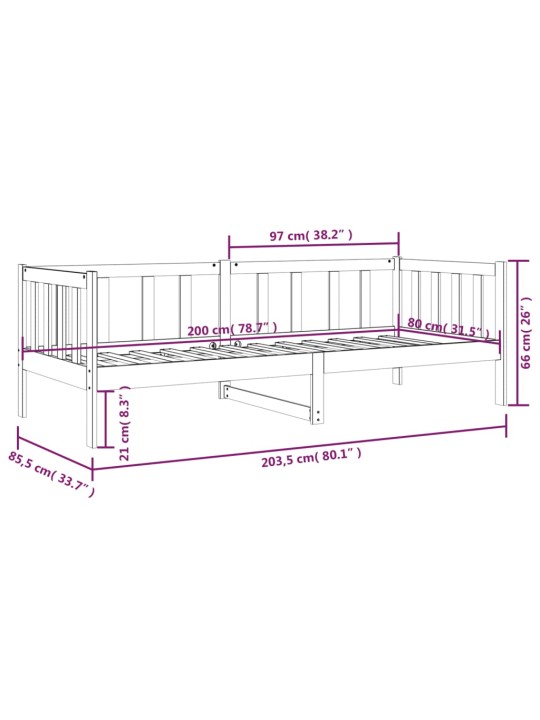 Válenda černá 80 x 200 cm masivní borové dřevo