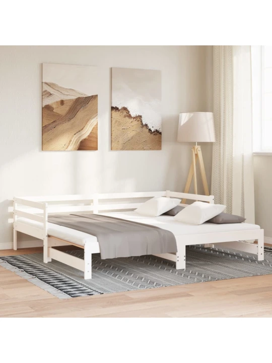 Rozkládací denní postel bez matrace bílá 80x200 cm