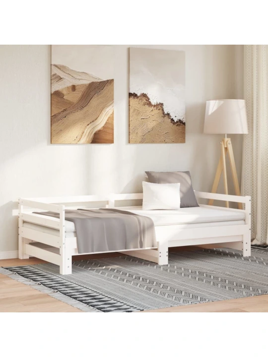Rozkládací denní postel bez matrace bílá 80x200 cm