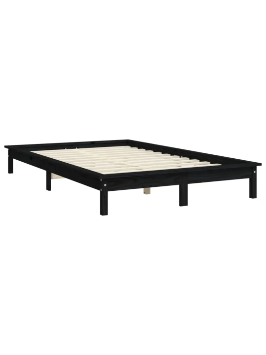 Rám postele černý 150 x 200 cm King Size masivní borovice