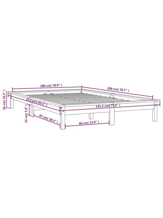 Rám postele 180 x 200 cm Super King Size masivní borovice