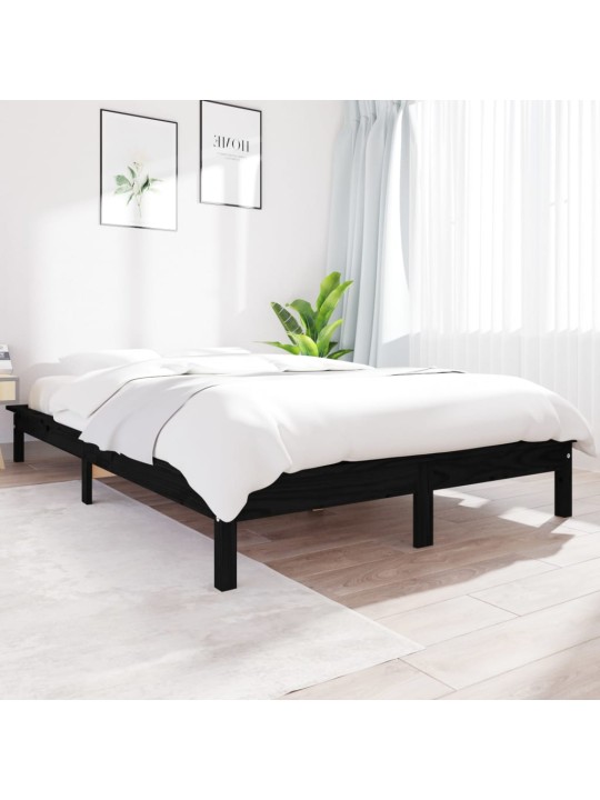 Rám postele černý 200 x 200 cm masivní borovice