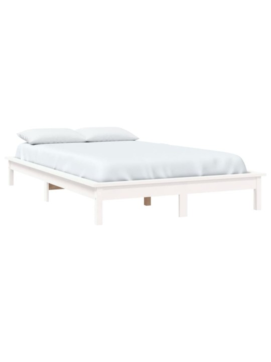 Rám postele bílý 135 x 190 cm Double masivní borové dřevo