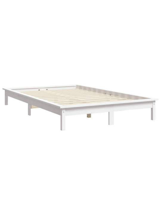 Rám postele bílý 135 x 190 cm Double masivní borové dřevo