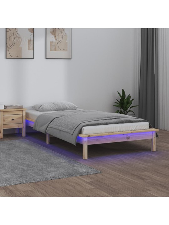 Rám postele s LED světlem 90 x 200 cm masivní dřevo