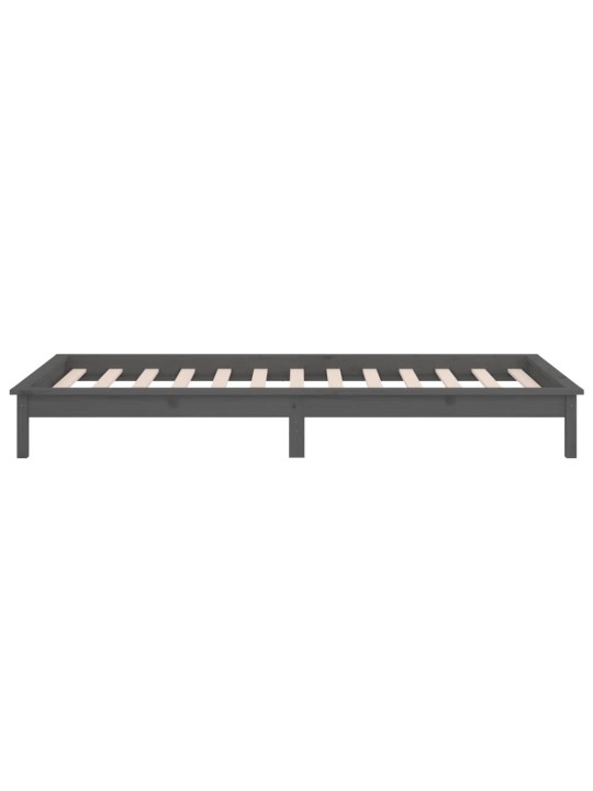 Rám postele s LED světlem šedý 90 x 200 cm masivní dřevo