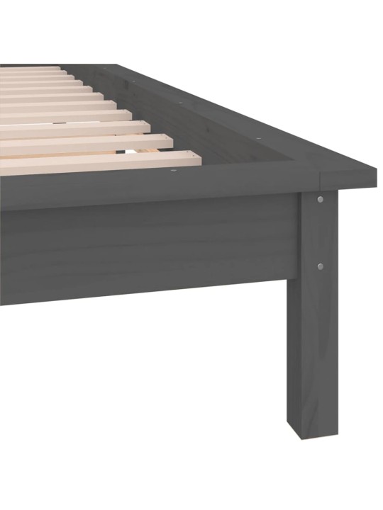 Rám postele s LED světlem šedý 90 x 200 cm masivní dřevo