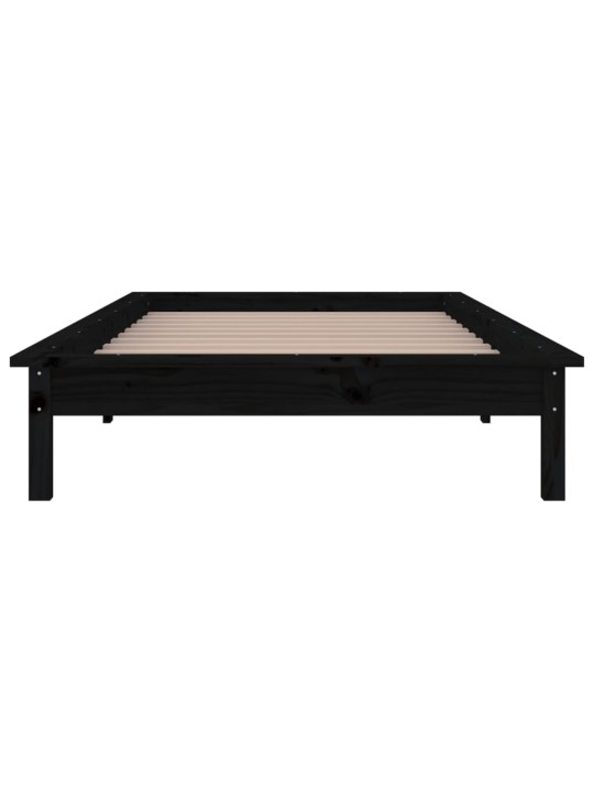 Rám postele s LED světlem černý 90 x 200 cm masivní dřevo