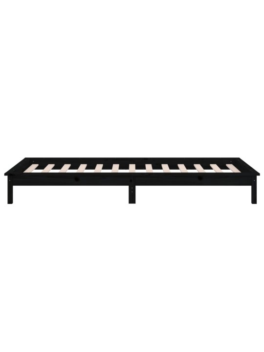 Rám postele s LED světlem černý 90 x 200 cm masivní dřevo