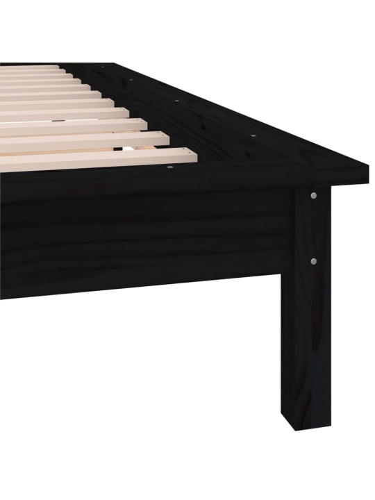 Rám postele s LED světlem černý 90 x 200 cm masivní dřevo