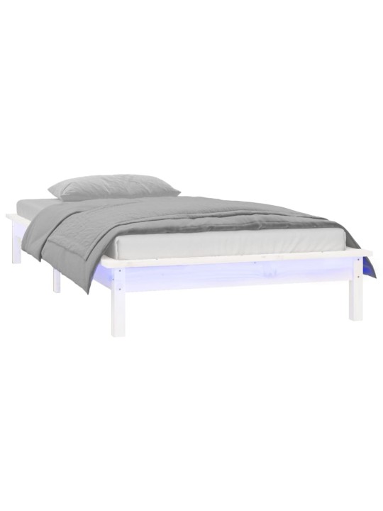 Rám postele s LED světlem bílý 100 x 200 cm masivní dřevo