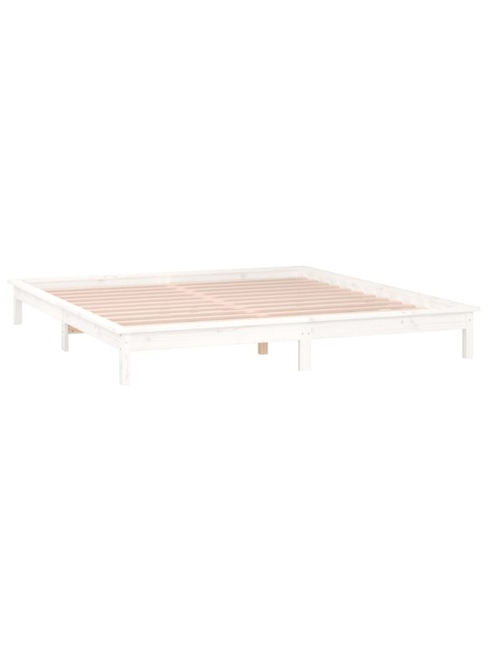 Rám postele s LED světlem bílý 120 x 200 cm masivní dřevo
